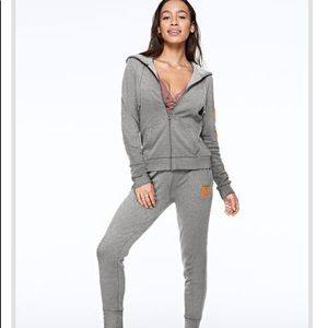 VS Pink bling hoodie zip sweatsuit set